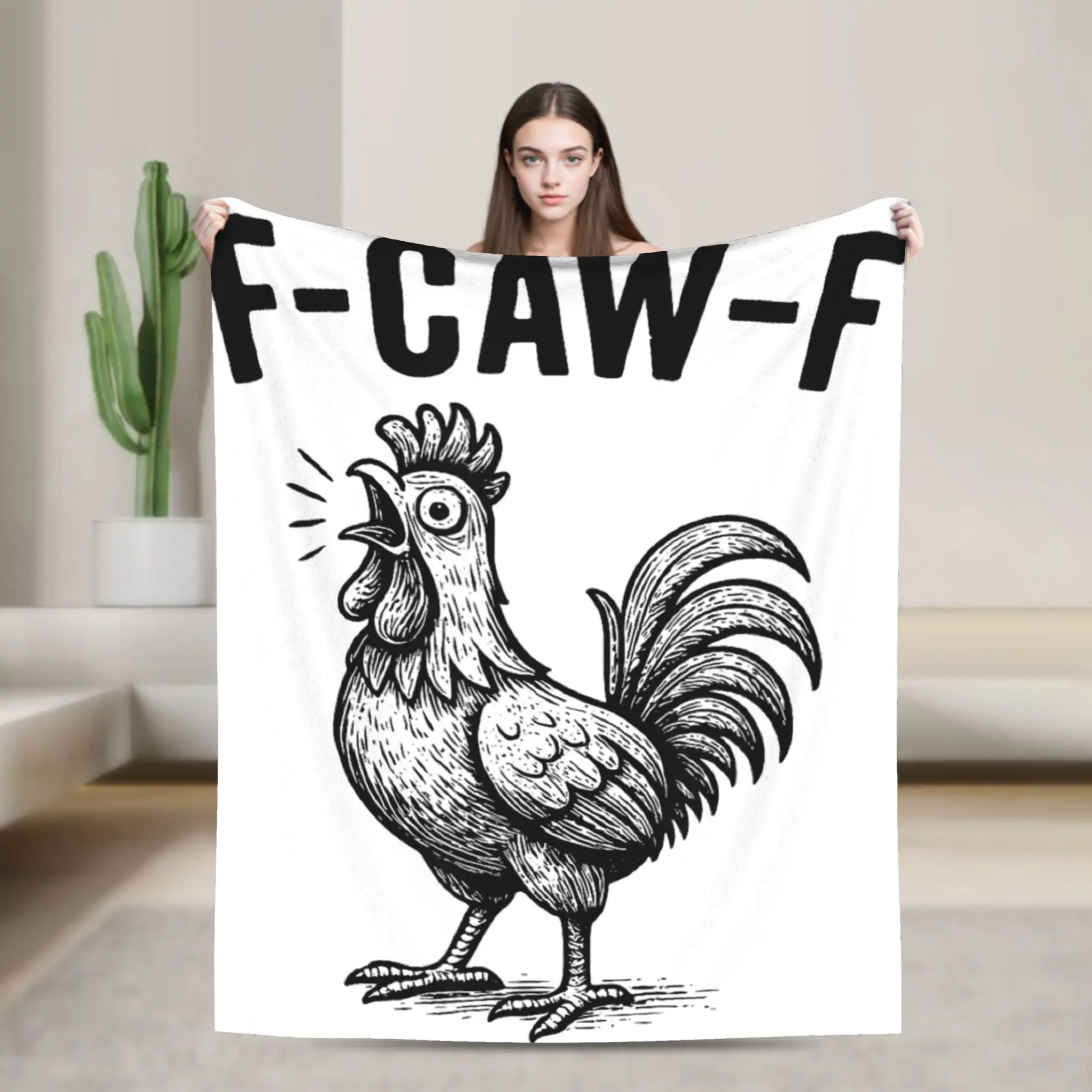 

Funny F-Caw-F Chicken Sarcastic Bird Blanket Travel Office Flannel Bedding Throws For Chair Sofa Bed Warm Soft Bedspread Gift