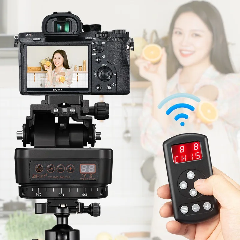 ZIFON YT-1000 Motorized Pan Tilt, 360° Rotation, 2.4G Remote, 1KG Load, 8-Speed, 10H Battery, for Camera Phone Vlog