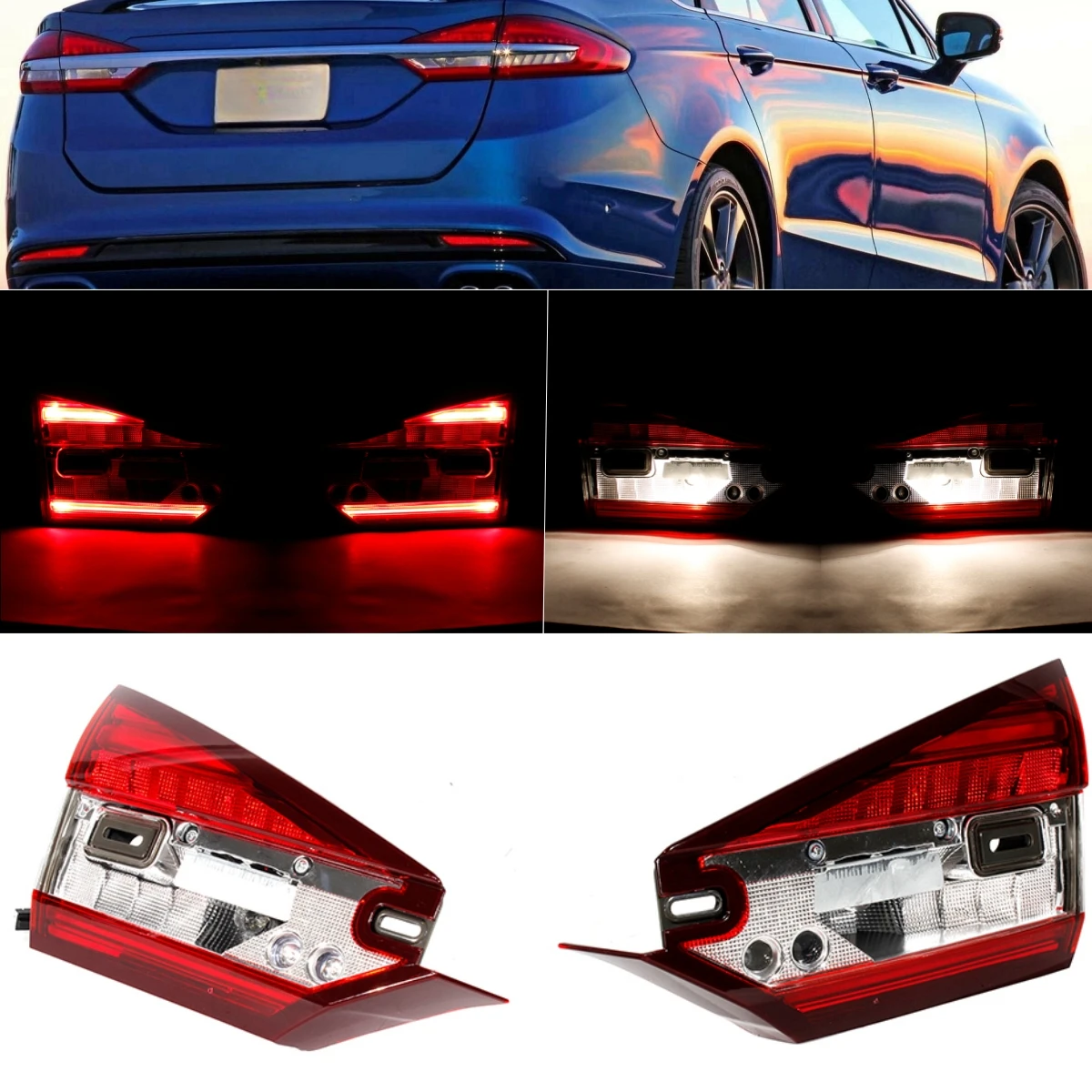 Pair Inner Side Tail Rear Lamp Light With Bulbs HS73-13A603-AA HS73-13A602-AA For Ford Fusion 2017 2018 2019