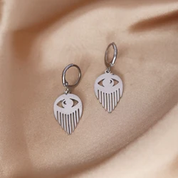 CHENGXUN Stainless Steel Turkey Evil Eyes Earring Laser Cut Eye Pendant Hoop Earrings Simple Jewelry Birthday Party Gifts Women