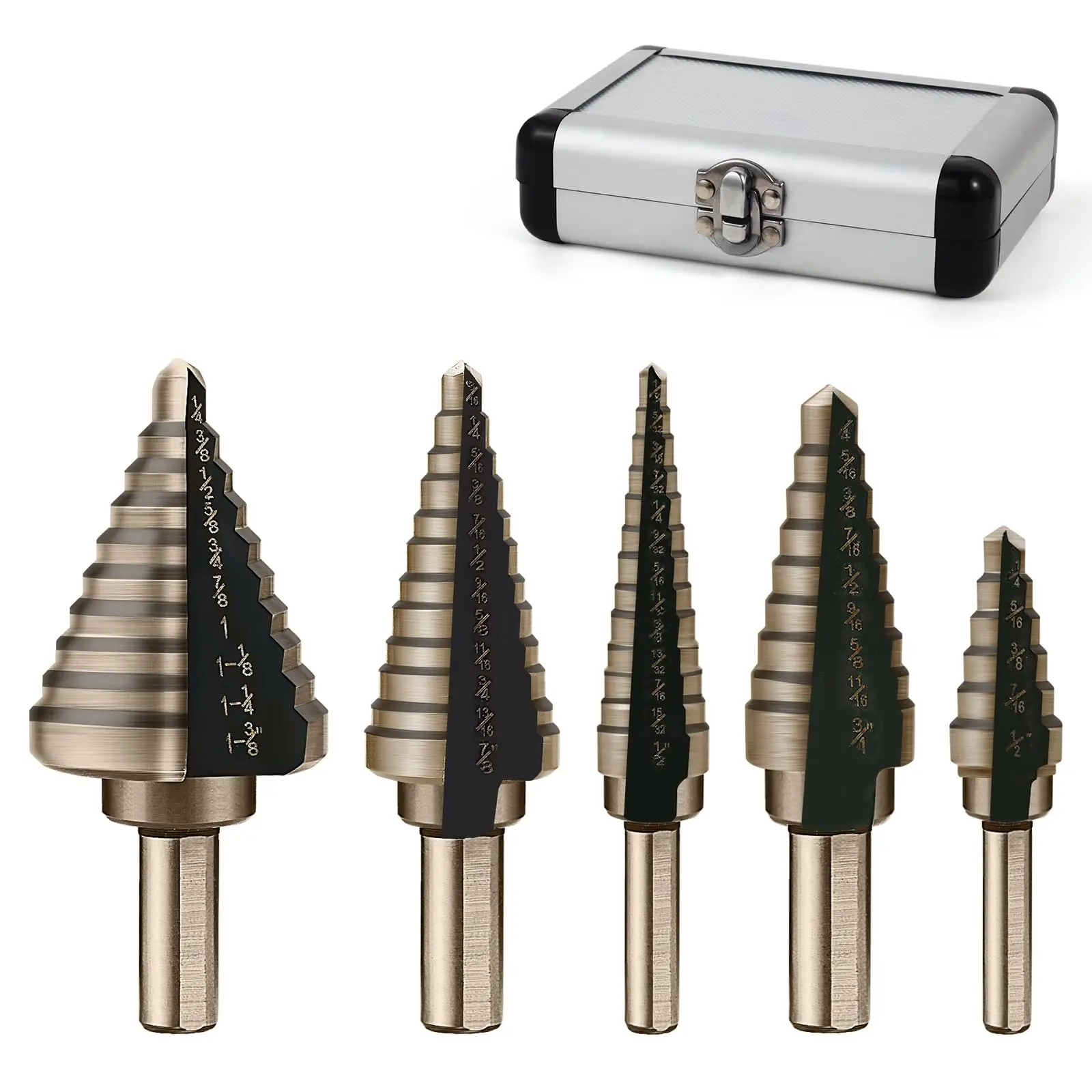 

5PCS HSS Steel Step Drill Bit Cone Drill Hole Cutter Bit Set Metal DIY Tool Step Drill Bits Set Hardware Power Tools Accessories