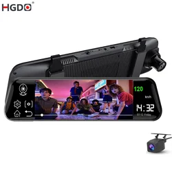 HGDO 10'' 4G Android Dash Cam with SIM Slot Rear View Mirror FHD 1080P WiFi Car Camera Registrar Video Recorder GPS Navigation