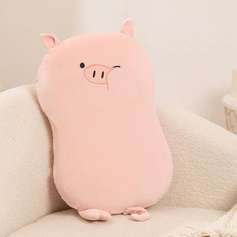 Animal Throw Pillow Winking Tongue Out Shy Pink Pig Designs Cuddly Stuffed Cushion for Sofa Rest Birthday Gift Home Accent