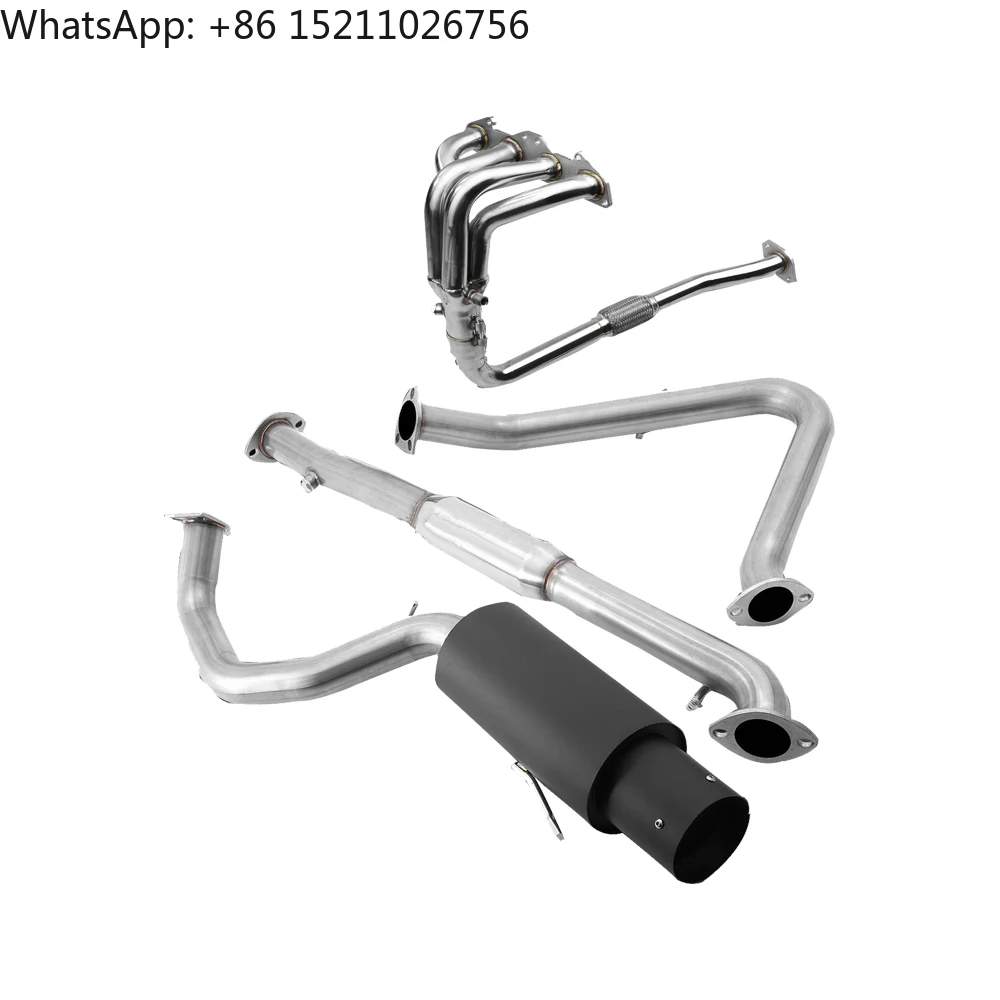 

4.5"BLACK MUFFLER TIP RACING CAR EXHAUST SYSTEM CATBACK+HEADER MANIFOLD for 95-99 ECLIPSE TALON DSM 2G 420A