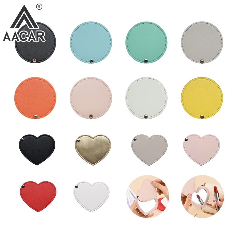 Love Round Heart Stainless Steel Ultra-Thin Personalised Portable Metal Makeup Mirror Handheld Mini Small Mirror Cosmetic Tools