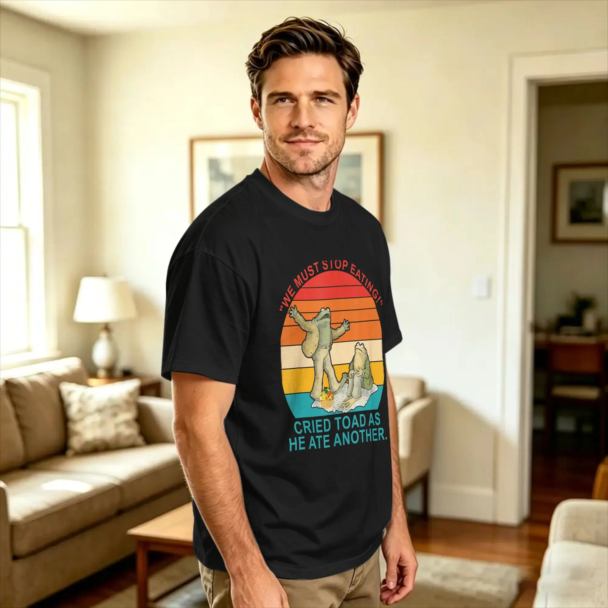 We Must Stop Eating Cried Toad As He Ate Another Funny Frogs T Shirt Men  Y2K Funny T Shirts Beach O Neck Fashion Tee Shirt