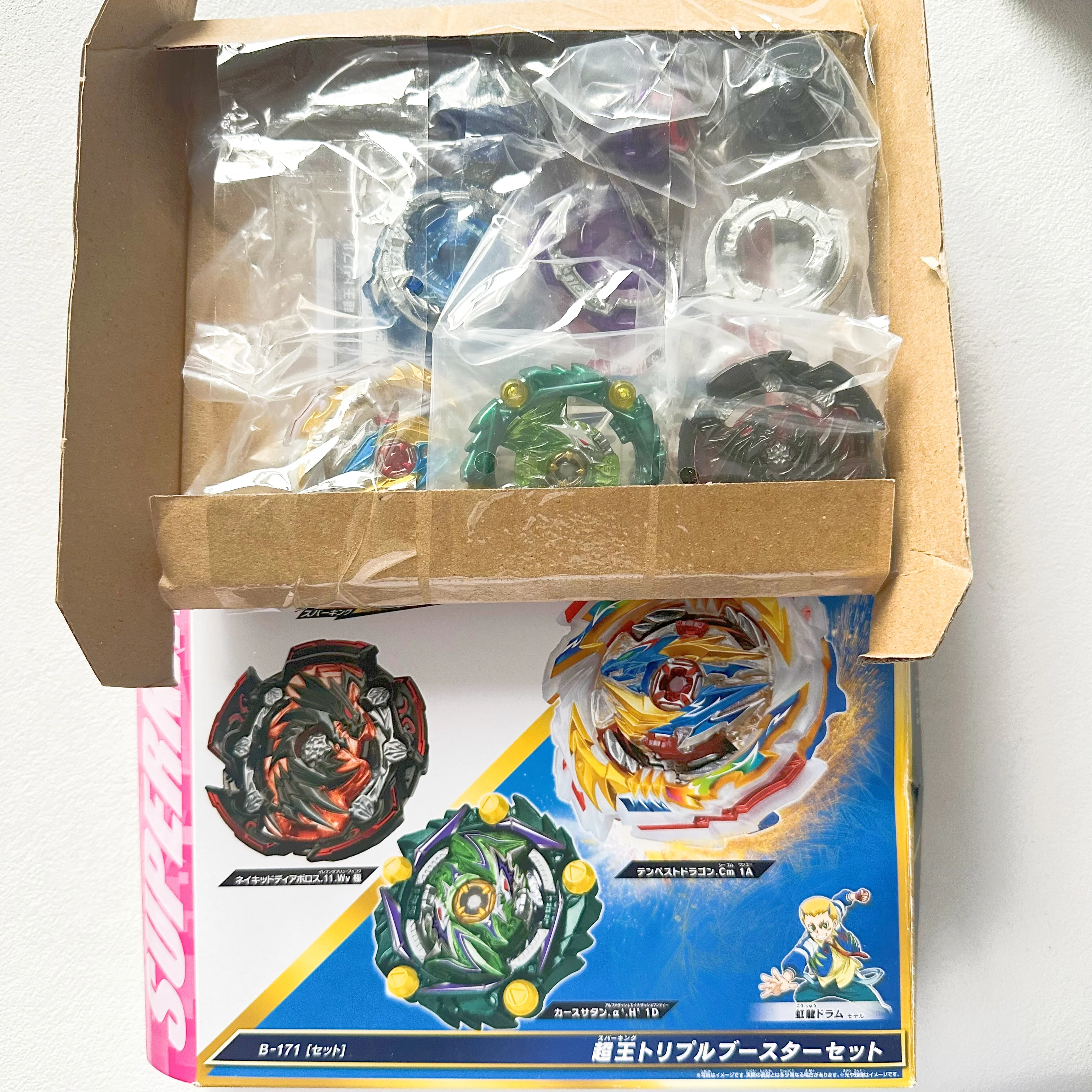 

GENUINE TT beyscollector Beys B-171 Burst Superking Triple Booster with original packaging Set (Rare Recolor Chassis Version)