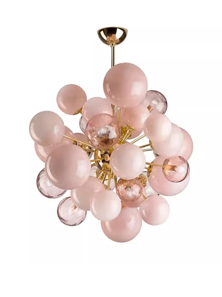 2026 Dreamy Pink Glass Bubble Pendant Lights LED Home Decor Ceiling Lamp Indoor Hanging Lighting Fixture For Living Room
