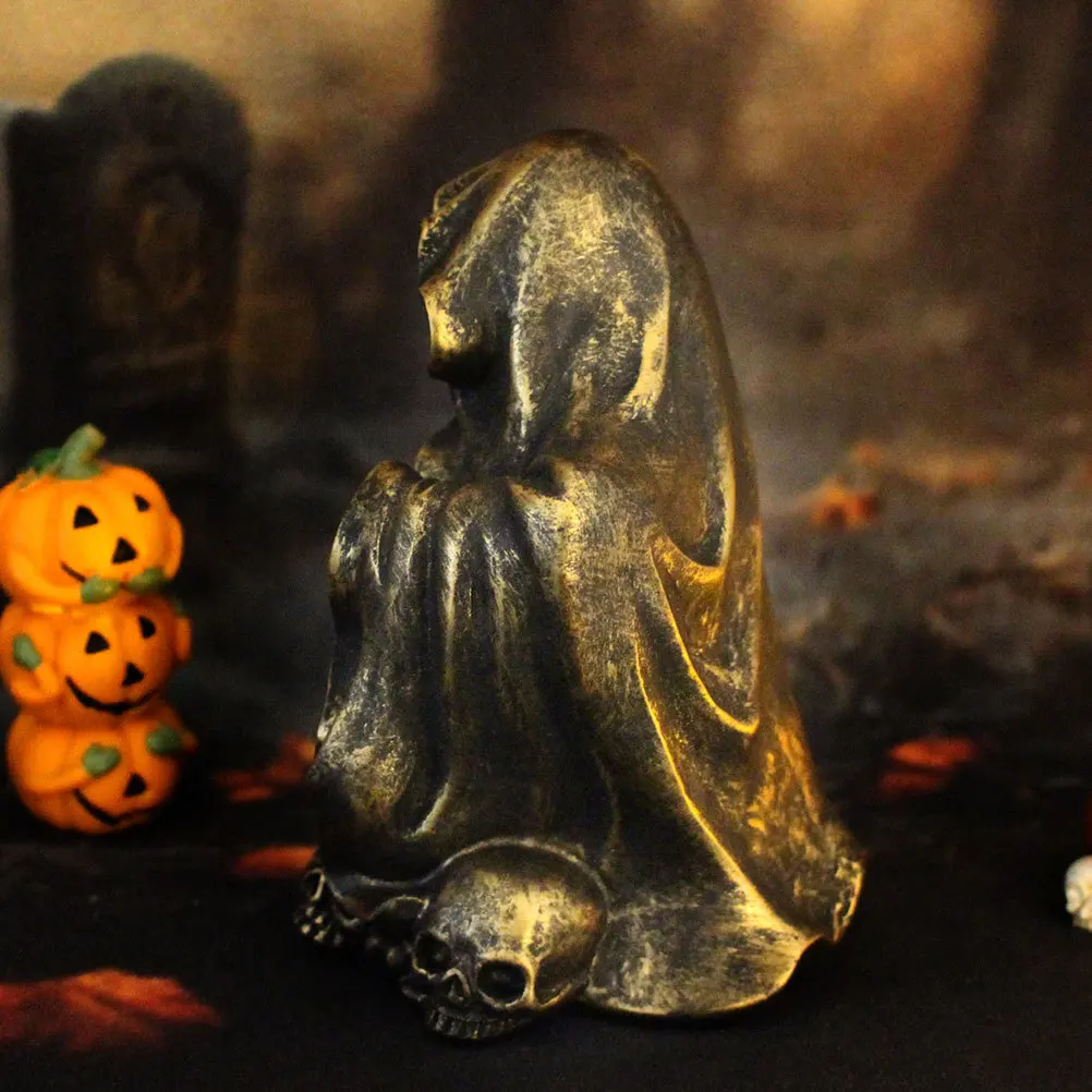

1pcs Skull Ghost Lamp Decor, Resin Halloween Party Prop, Unique Garden Ornament, Scary Ghost For Outdoor Indoor