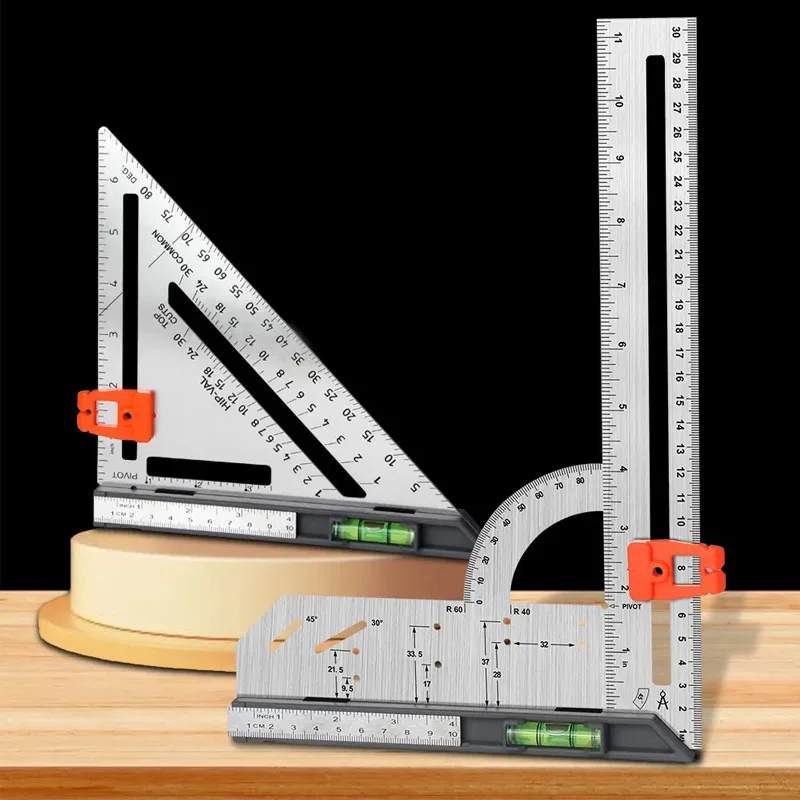 

Многофункциональная треугольная линейка для рисования, Измеритель угла с линейкой, инструмент для деревообработки и украшения «сделай сам», 7 дюймов 12 дюймов