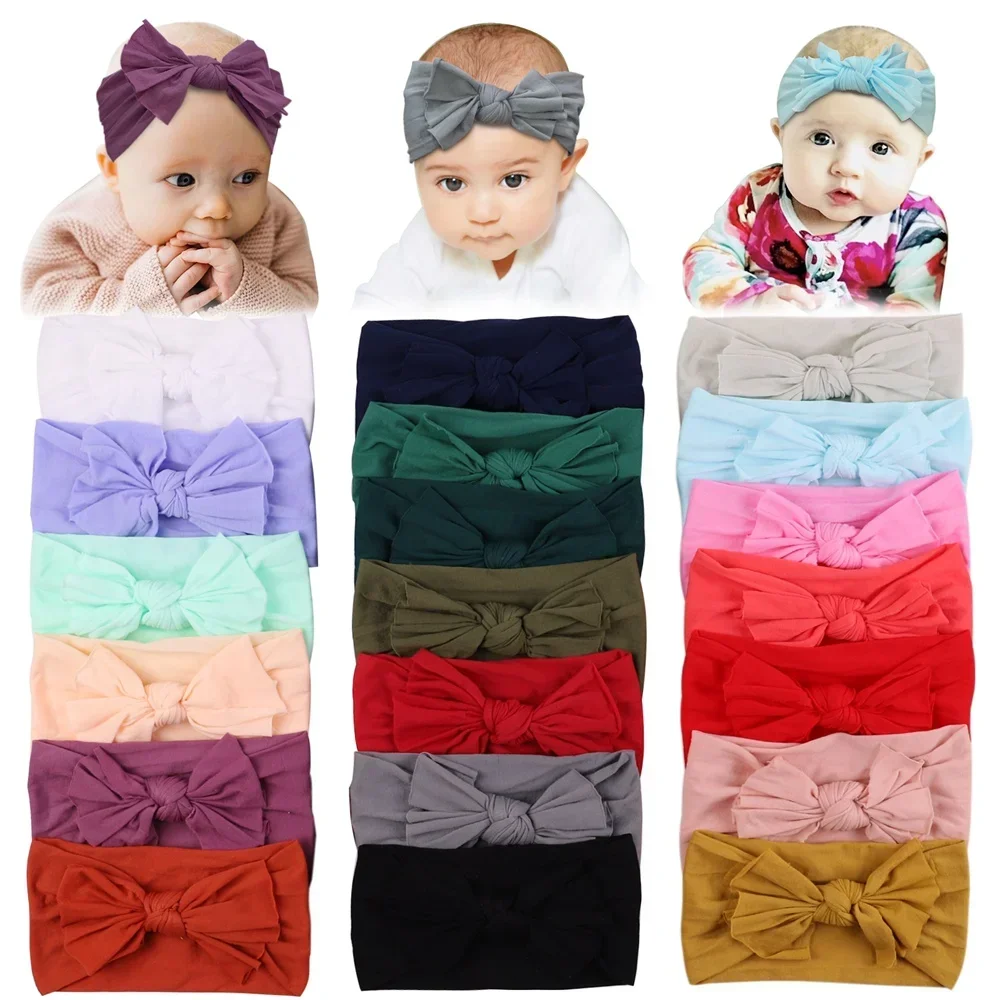 1PC Soft Elastic Headband for Baby Girl Elastic Twist Bow Cotton Hair Band Newborn Wide Turban Hair Bands Baby Hair Accessories