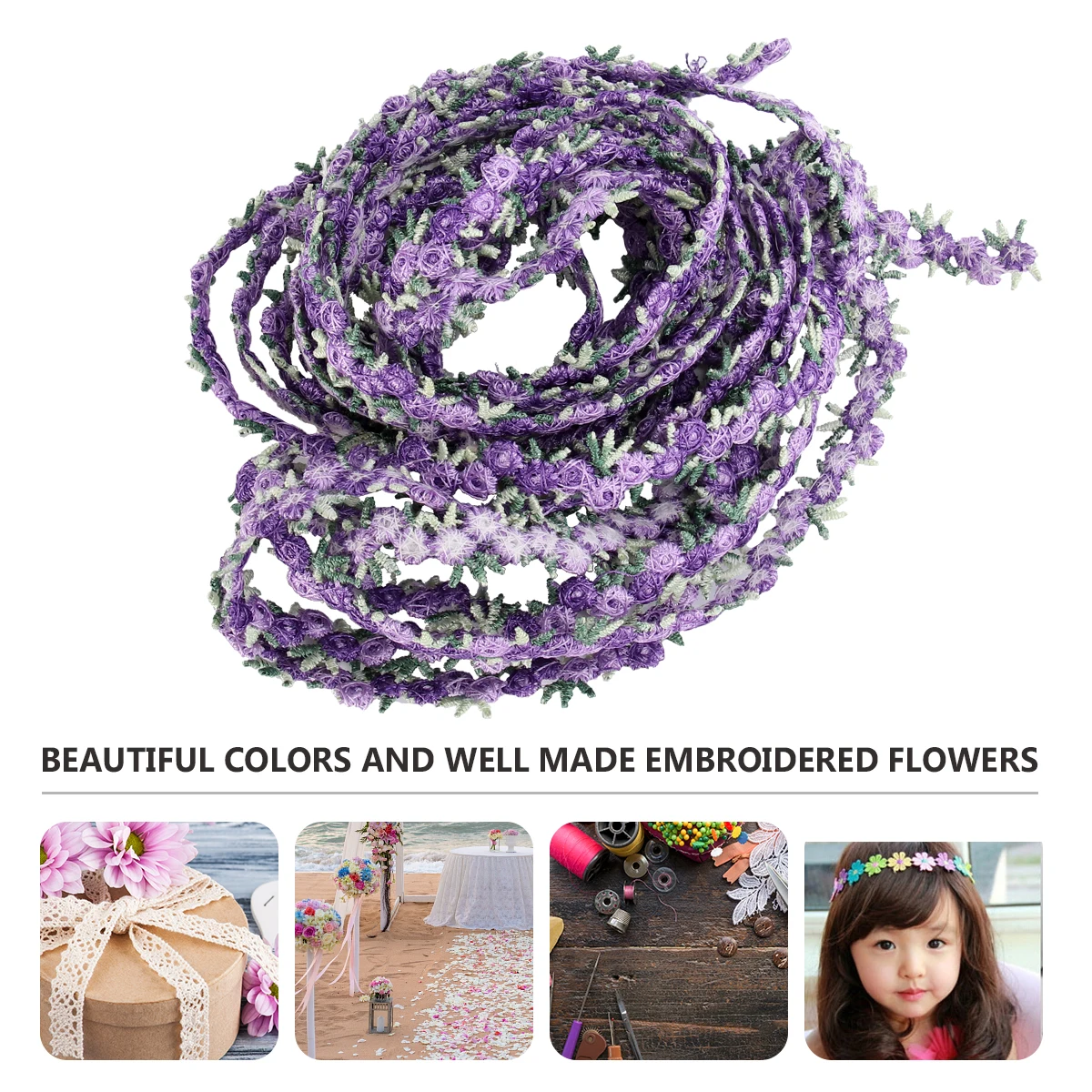 

Ribbon 45m Floral Decor Centerpieces Bridal Wedding Appliques Table Setting Costuming Colors Embroidered Projects Elastic Band