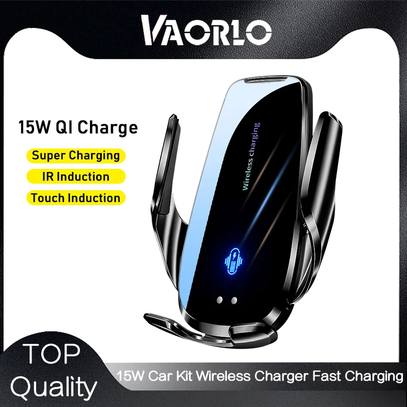 VAORLO Car Kit Wireless Charger 15W Fast Charging Phone Holde Support IR Induction Touch Induction Intelligent Anti Shake