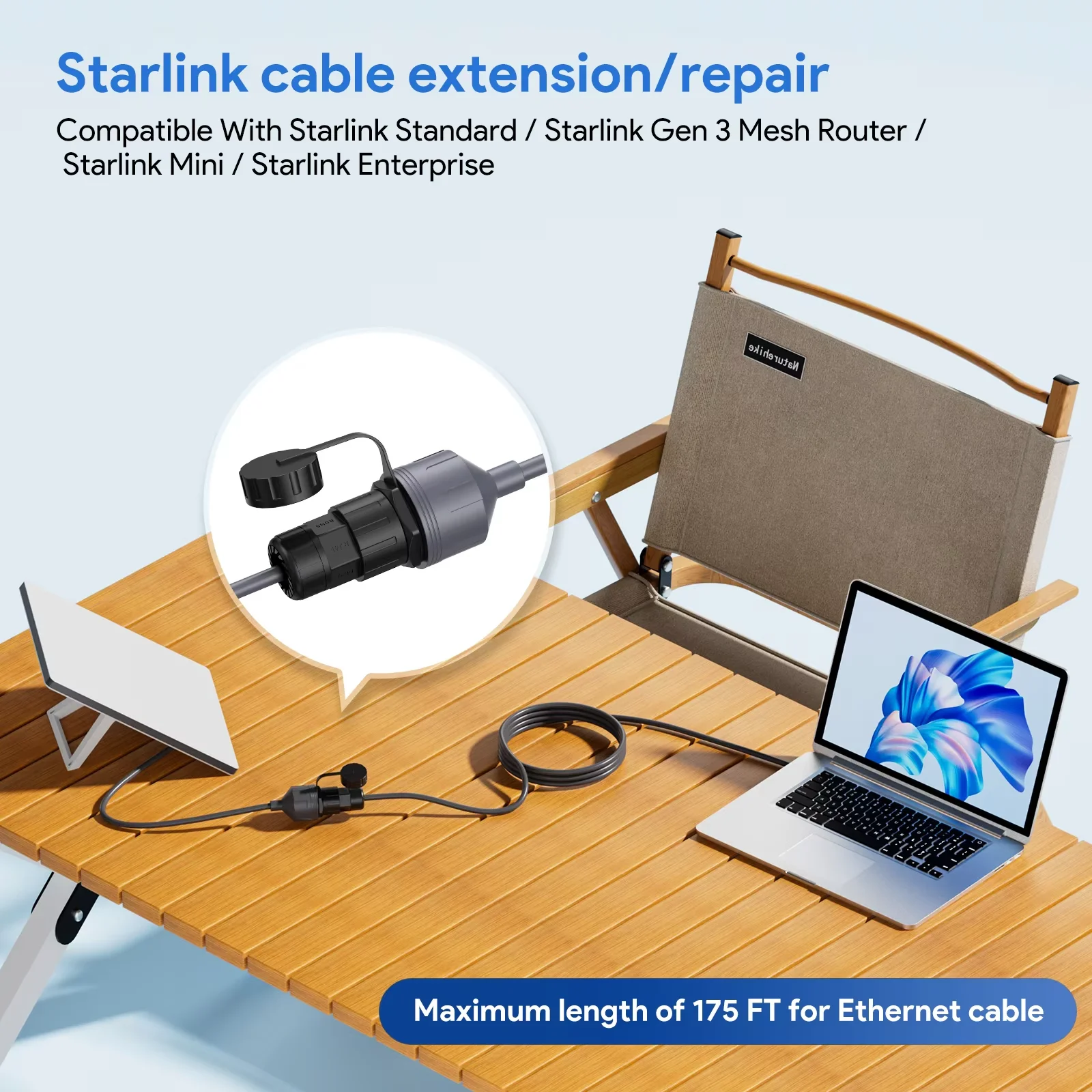 EDUP SK0085 Starlink Cable V3 RJ45 Waterproof Connector Premium Silicone for Starlink Antenna Compatible with Starlink Devices
