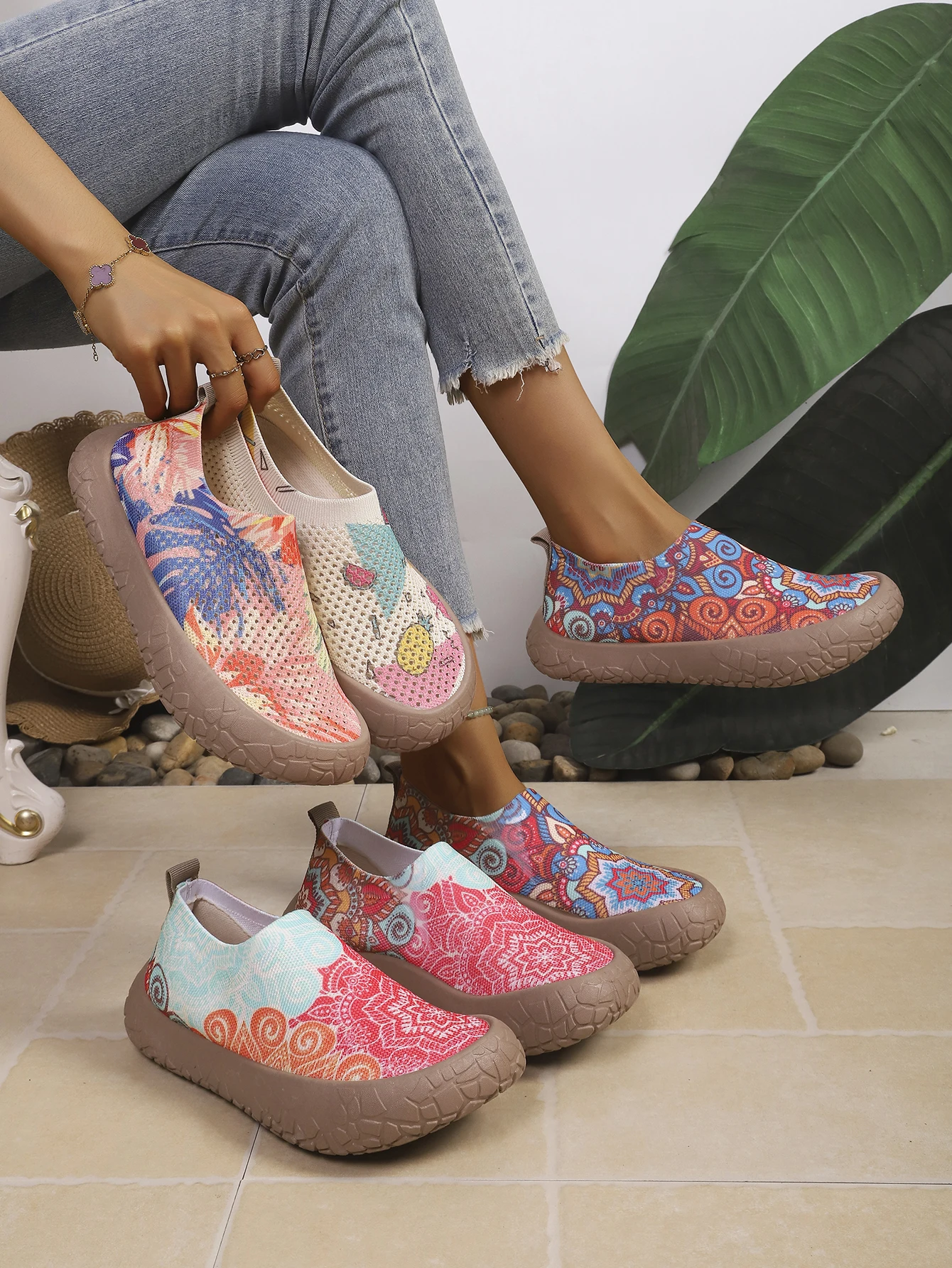 2026 Frühling Herbst Damen Slip-On Sneaker mit Sonnenblumenmuster, Leichte Atmungsaktive Rutschfeste Mesh-Herbst-Wanderschuhe, Park-Light-Wanderschuhe – Detail 23