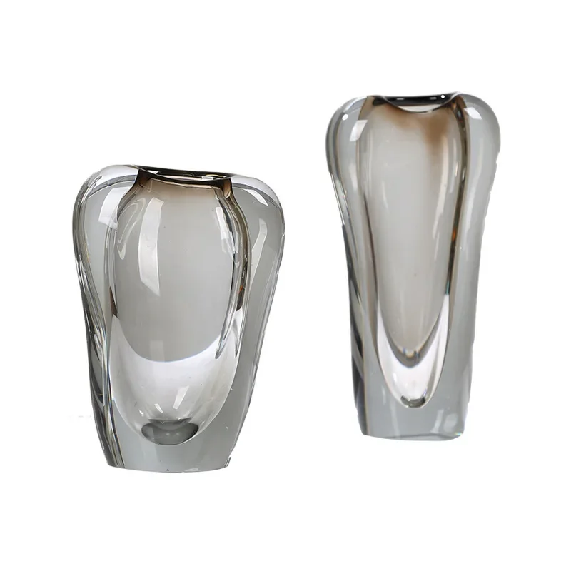 

Transparent glazed vase ornament Modern light luxury living room Hotel restaurant entrance Hydroponic flower arrangement