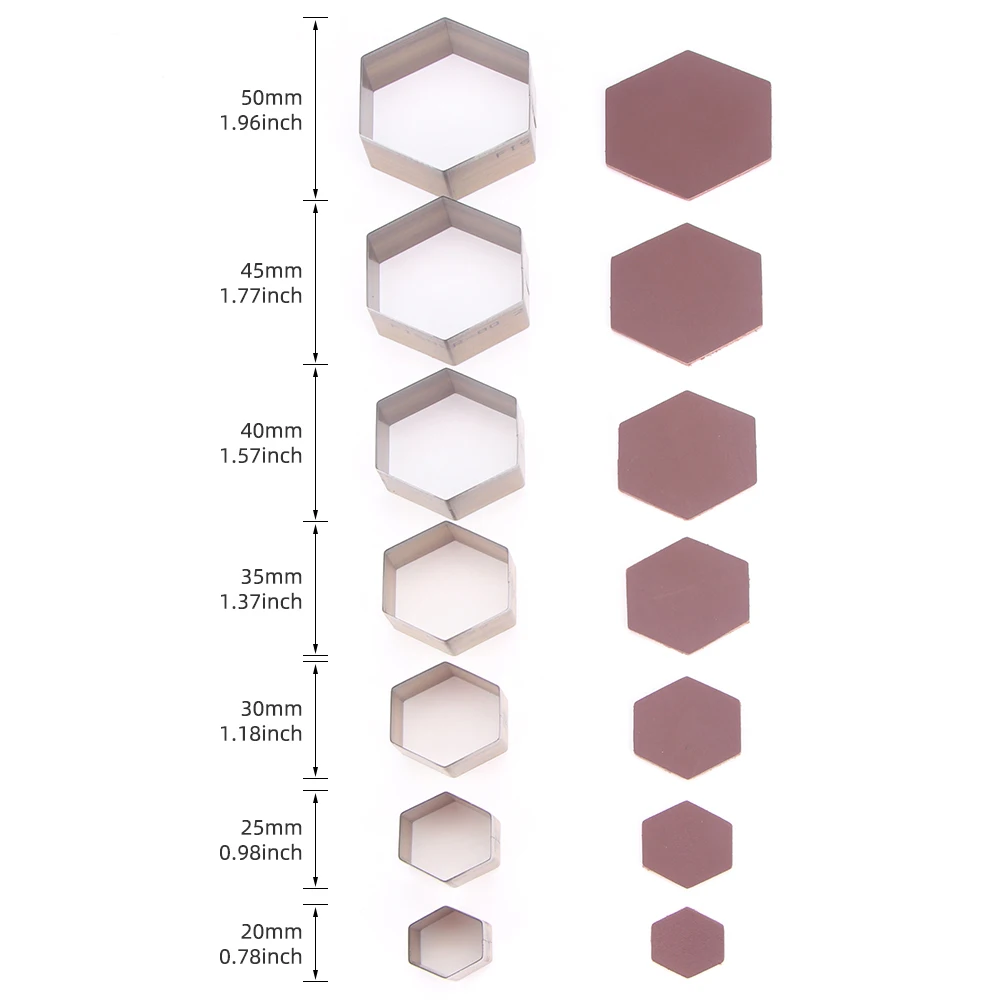 7 sztuk japońska stal nóż sześciokątny nóż DIY skóra proces wycinarka ręczna Hollow wykrojnik otworów Die 20-50mm