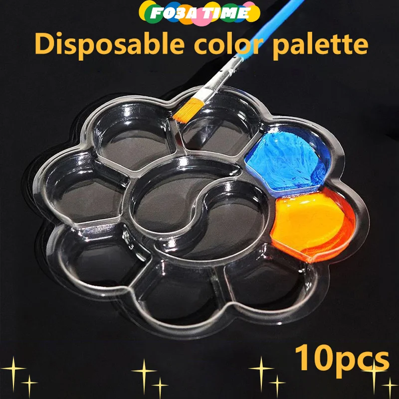 

10 шт. одноразовая палитра для масляной живописи в форме цветка сливы, гуашь, художественная палитра, моющаяся палитра акварельных красок