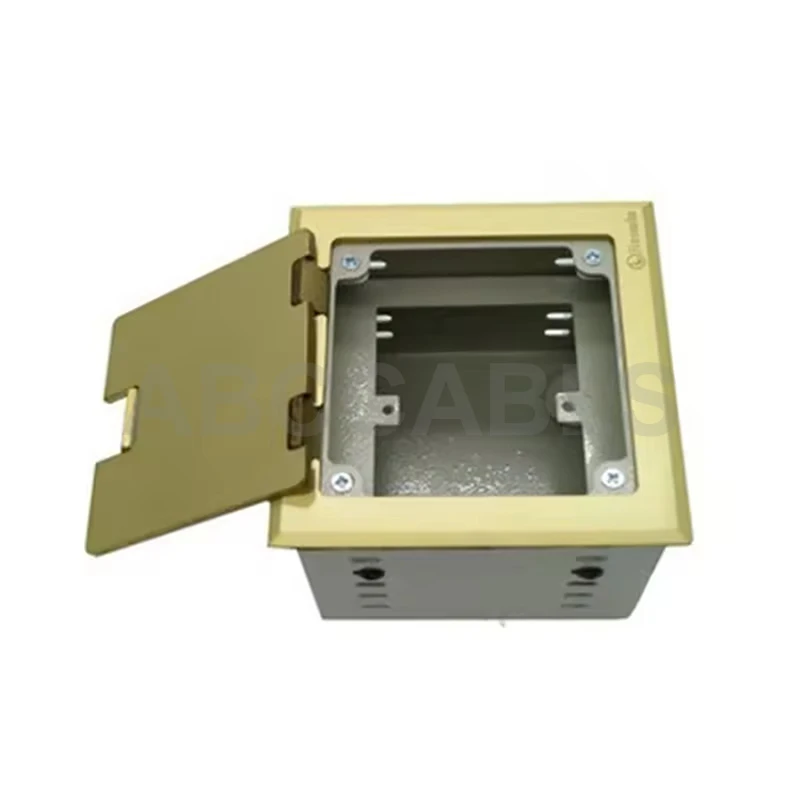 ABCCABLS D101 Solid Brass 1 Gang 86 Modular Floor Audio Video Junction Box Magnetic Flip Cover Adjustable Inner Bracket