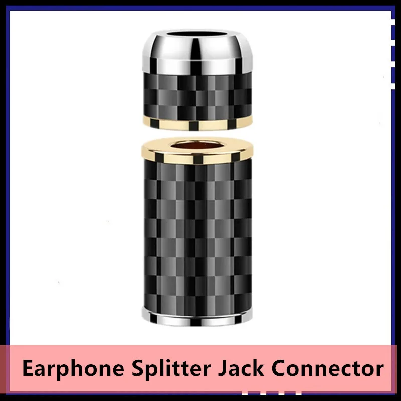 Earphone Y Splitter 6.0mm To 5.0mm Slider Audio Jack Adapter Headphone Carbon Fiber Upgrade Headset Wire Connector DIY Black