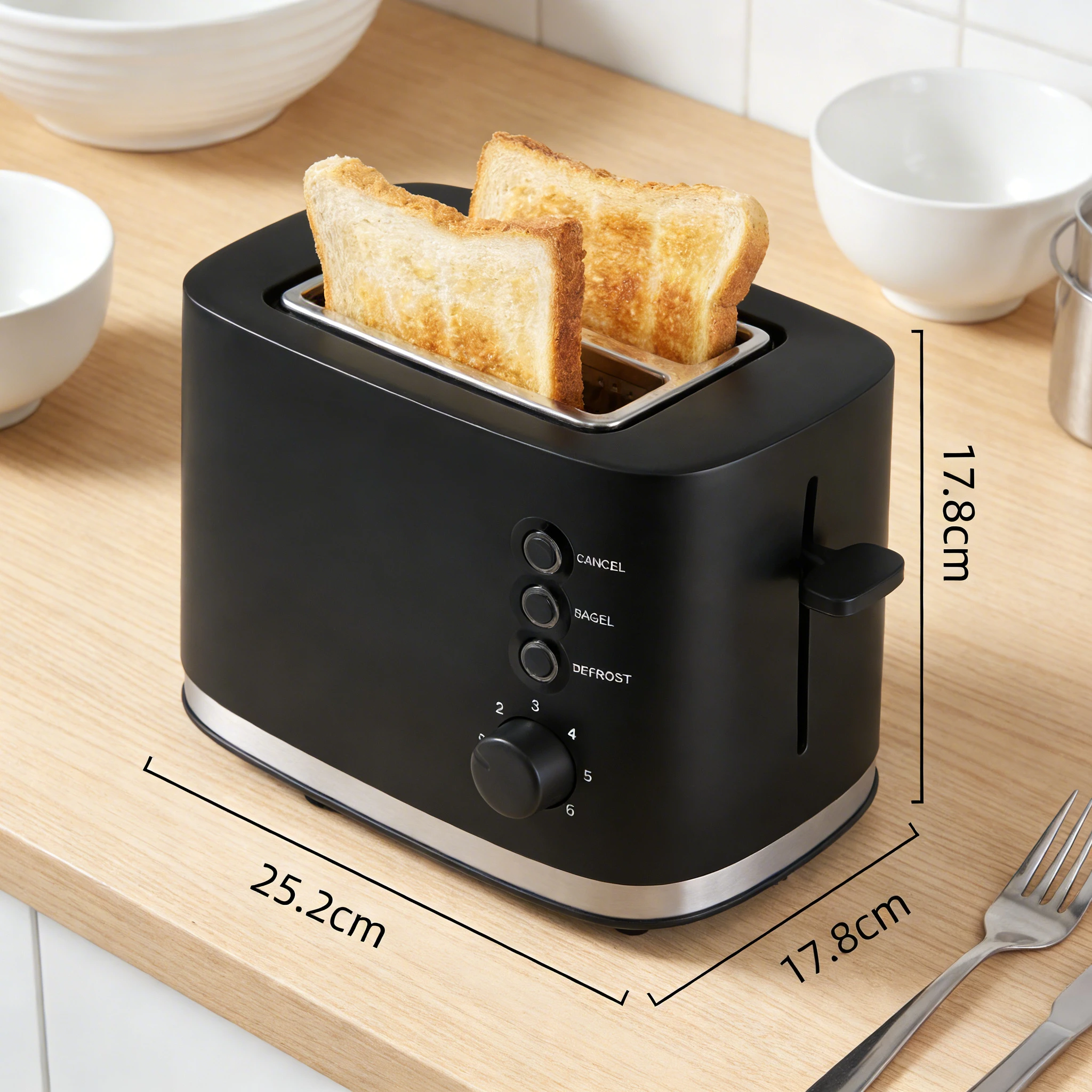New Household Stainless Steel Toaster Compact Automatic Bread Toaster for Breakfast