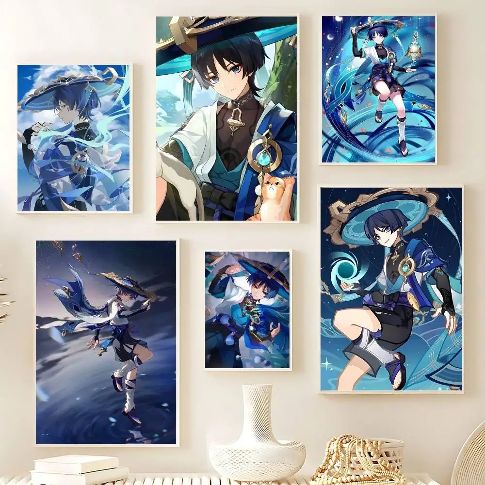 Anime Game Scaramouche Wanderer Poster HD Quality Wall Art Retro Posters For Home Room Wall Decor Kawaii Room Decor