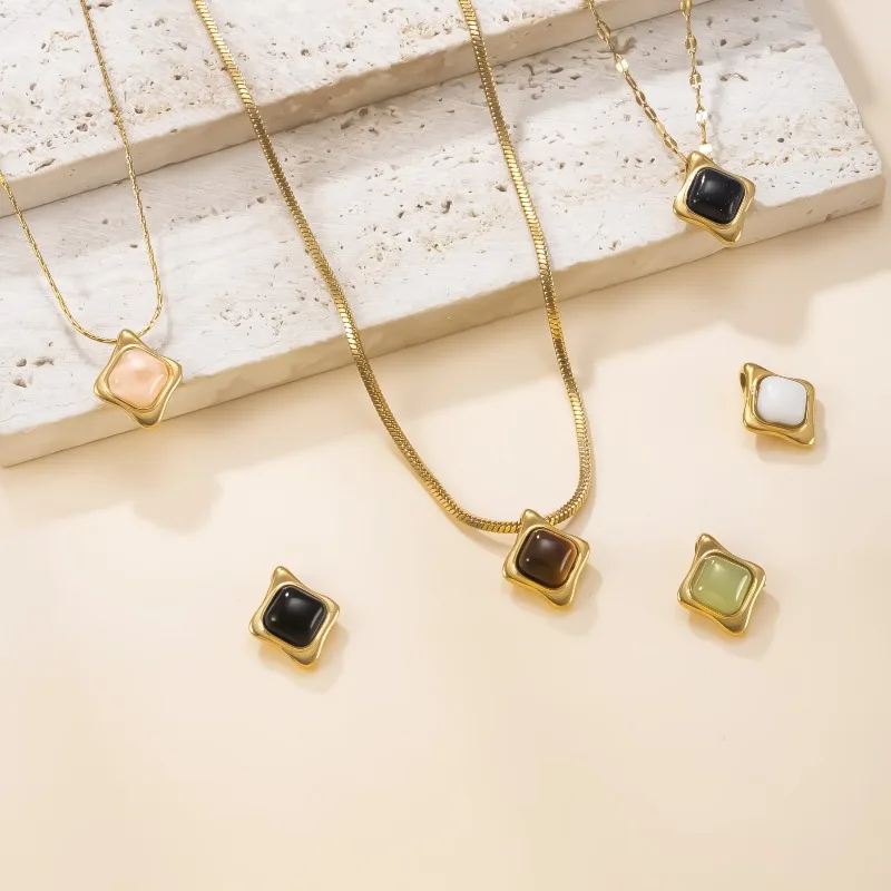 

10 шт./лот, зеленый, черный, белый кристалл, тигровый глаз, камень, квадратные подвески, подвески из нержавеющей стали для изготовления ювелирных изделий, аксессуары