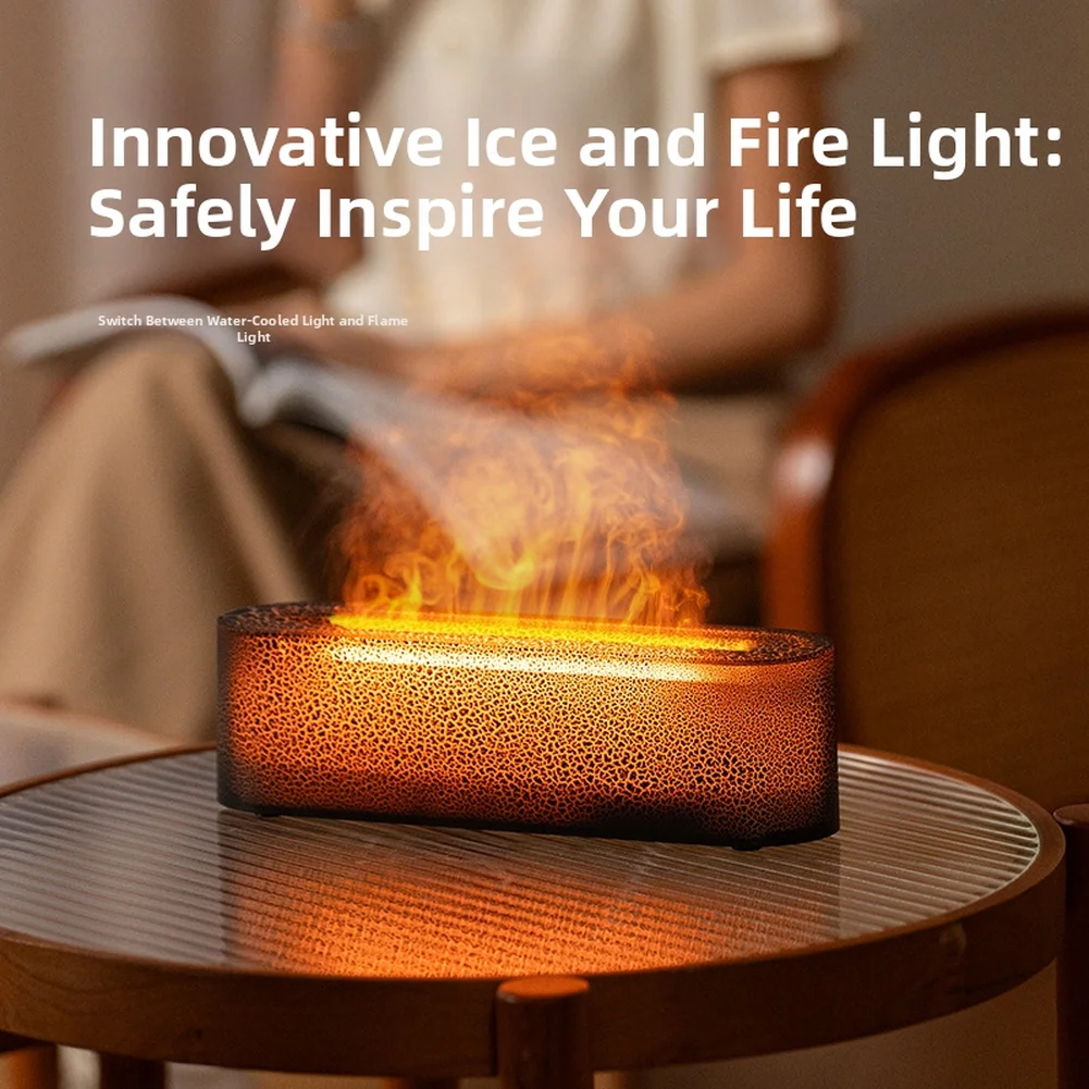 Rainbow Flame Humidifier with 3 Adjustable Timer Settings and Auto Off When Water Low for Essential Oil Diffusion