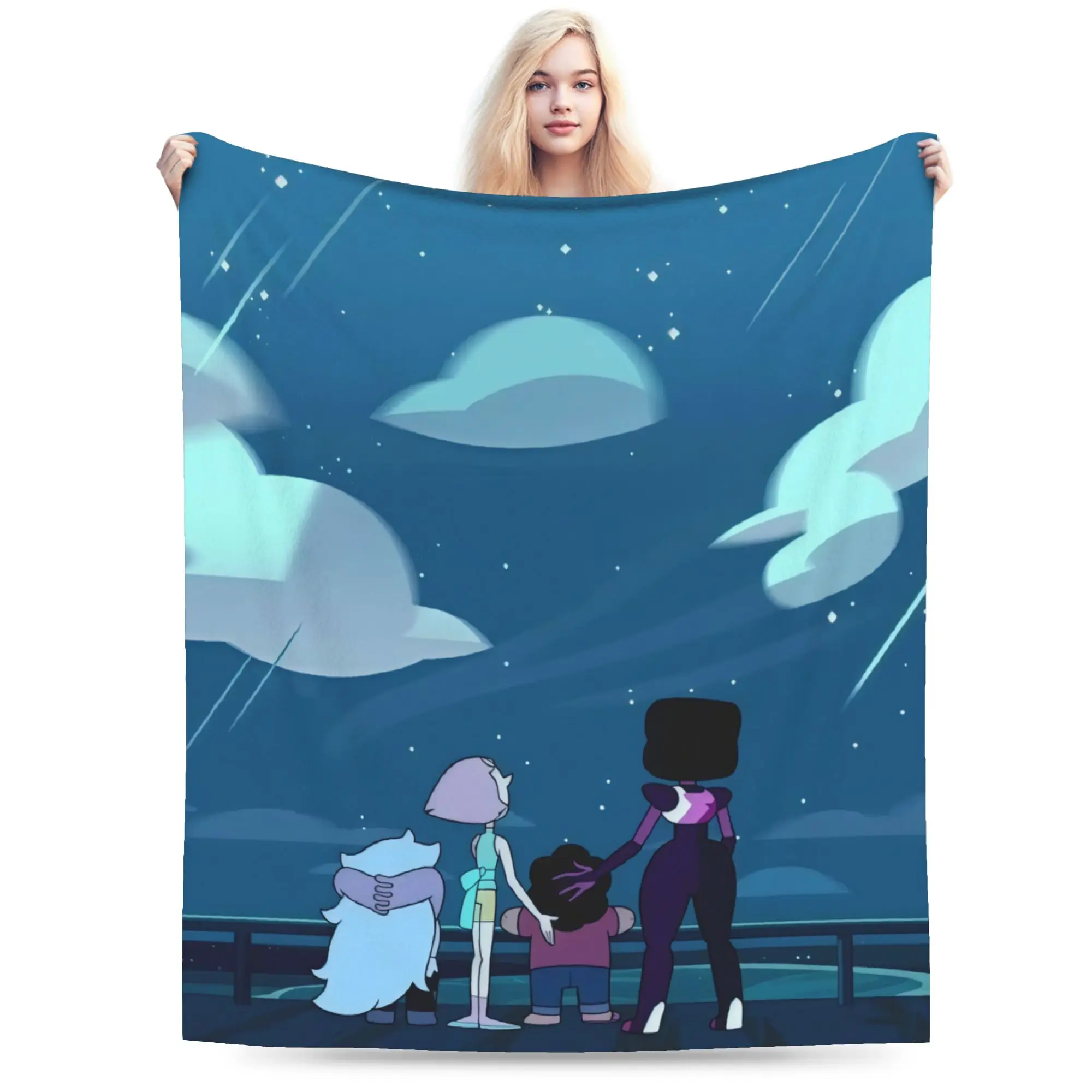 Custom Steven Universe Blanket Warm Fleece Soft Flannel Children Gift Cartoon Throw Blankets for Bedroom Couch Travel Autumn