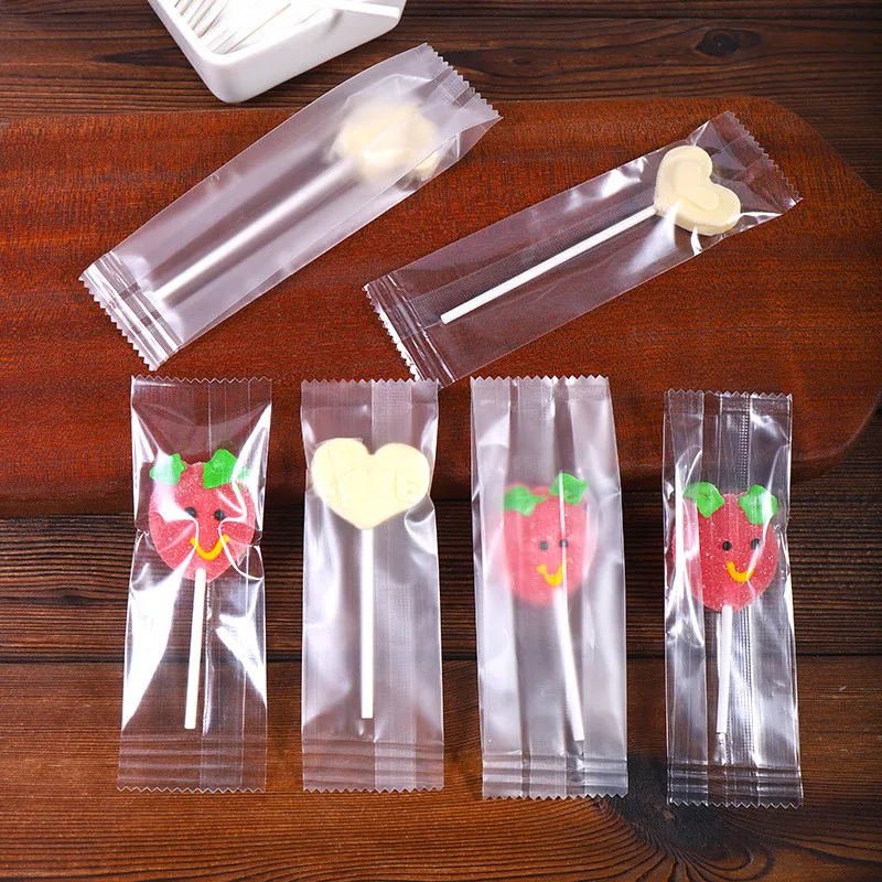 50Pcs Transparent Frosted Clear DIY Handmade Lollipop Candy Sugar Bags Machine Sealing Packaging