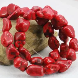 10-14mm Accessories Red Turkey Howlite Chalcedony Loose Beads Semi Finished Stone DIY Howlite 15inch Jewelry Making Girls Gifts