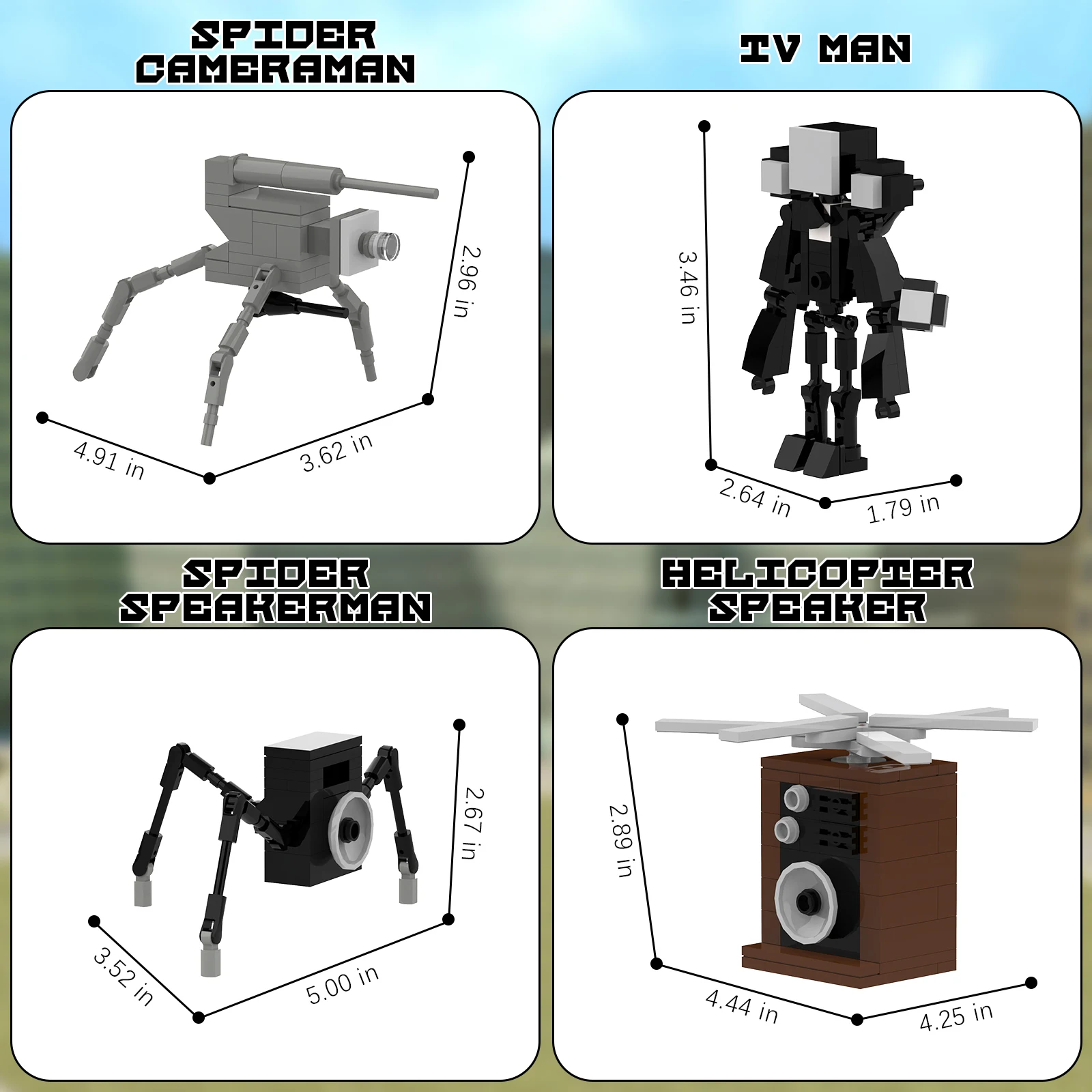 Jouets de construction de figurines d'action de toilette de Skibidi, caméraman, homme haut-parleur, homme TV, hélicoptère, 4 en 1, 220 pièces