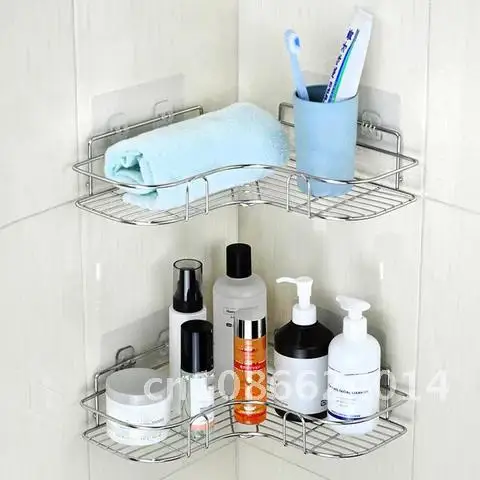 

Spice Rack Shelf Bathroom Corner Storage Rustless Kitchen Container Wall Shelf Non-drilling Shelf