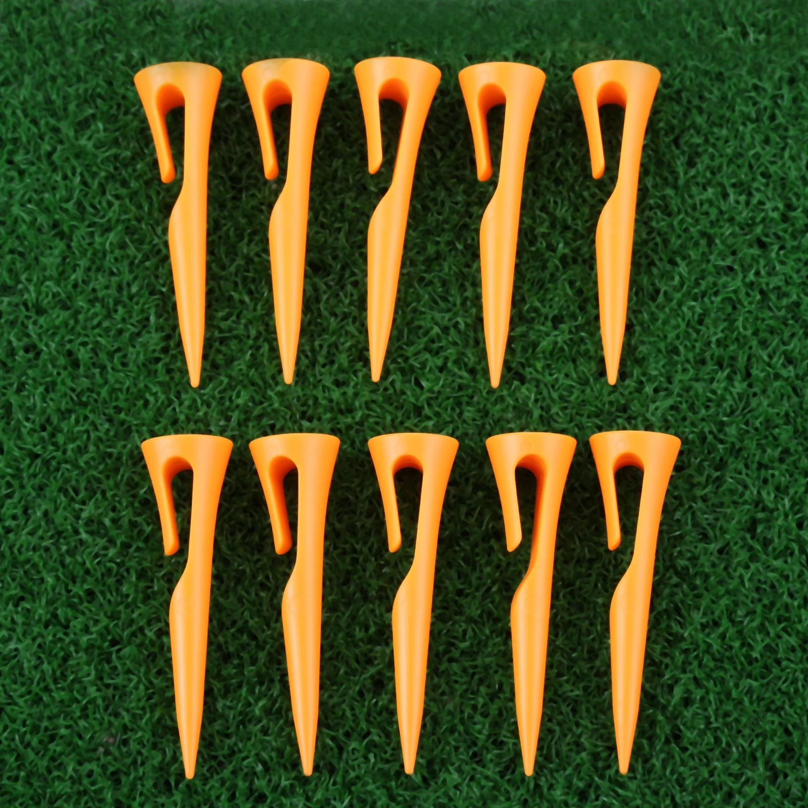 10Pcs Portable Pocket 55mm Golf Tees with Hook Clip for Balls Stable Golf Practice Accessories Golf Ball Bending Nails Orange