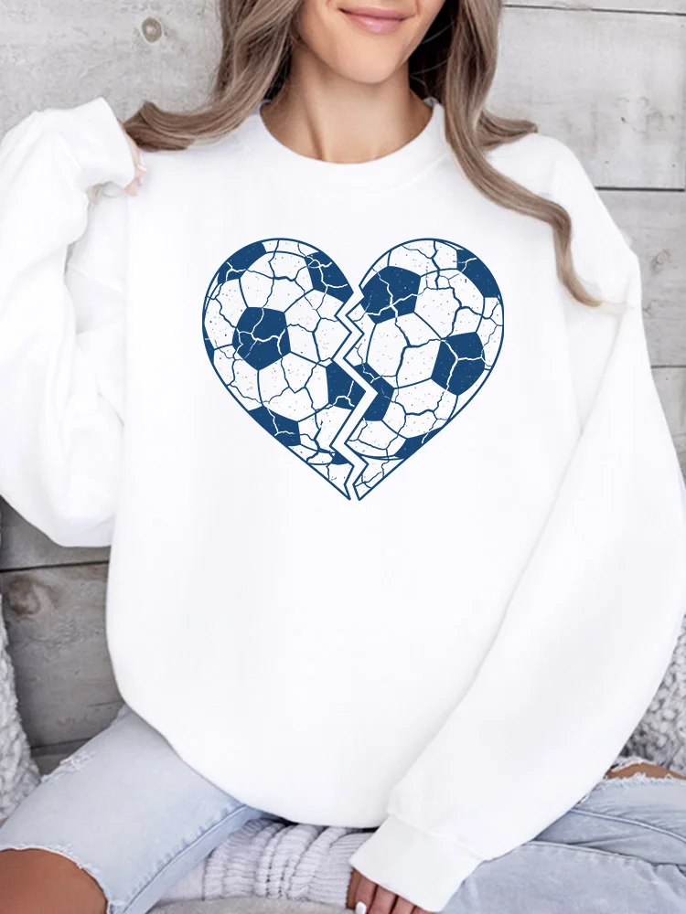 

Женская толстовка Broken Blue Soccer Heart с круглым вырезом, повседневная, с длинными рукавами, свободного кроя, для ежедневной носки