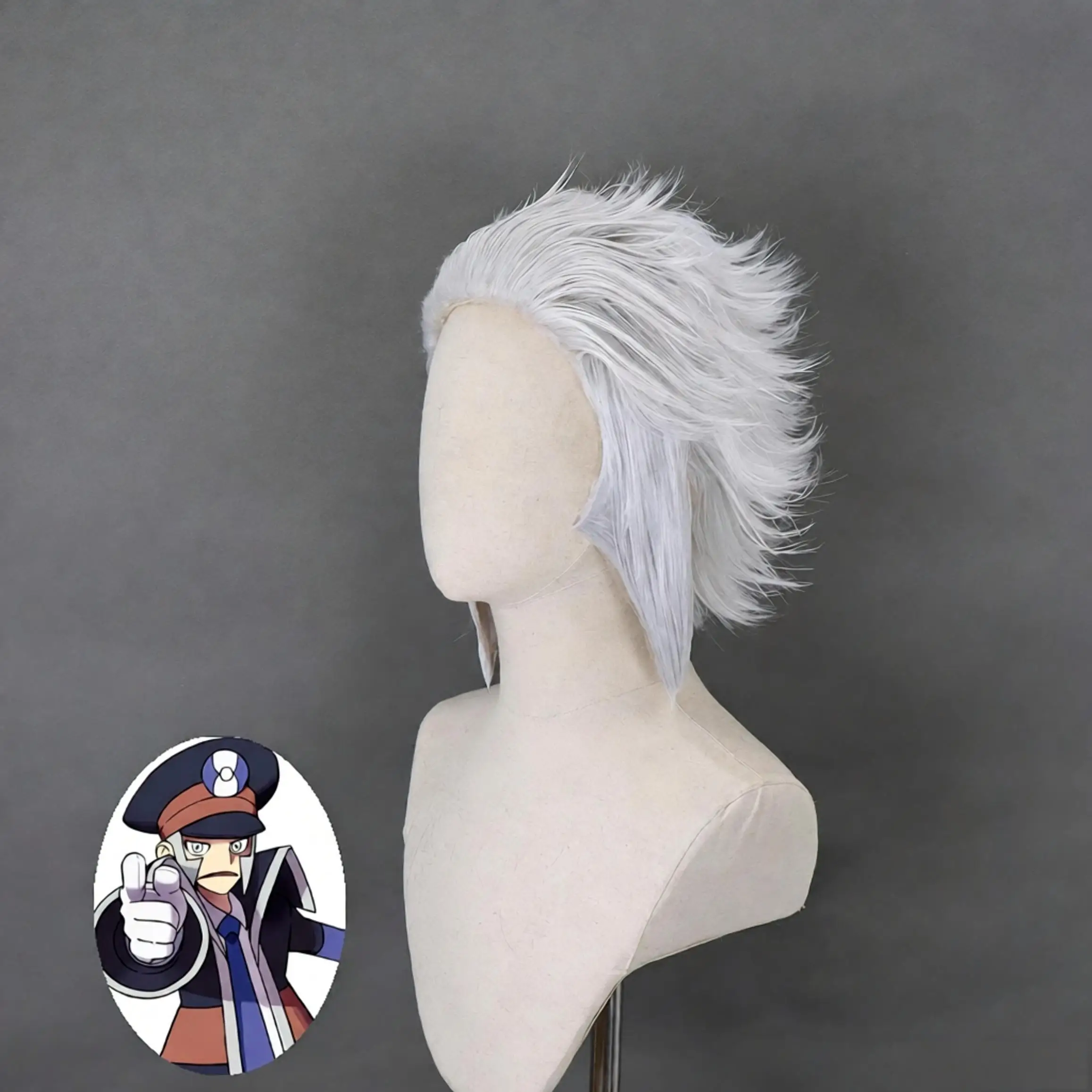 Game Subway Boss Ingo Emmet Cosplay Wig Legends Arceus Black White Trainer Silver Grey Short Hair Heat Resistant Synthetic Wig