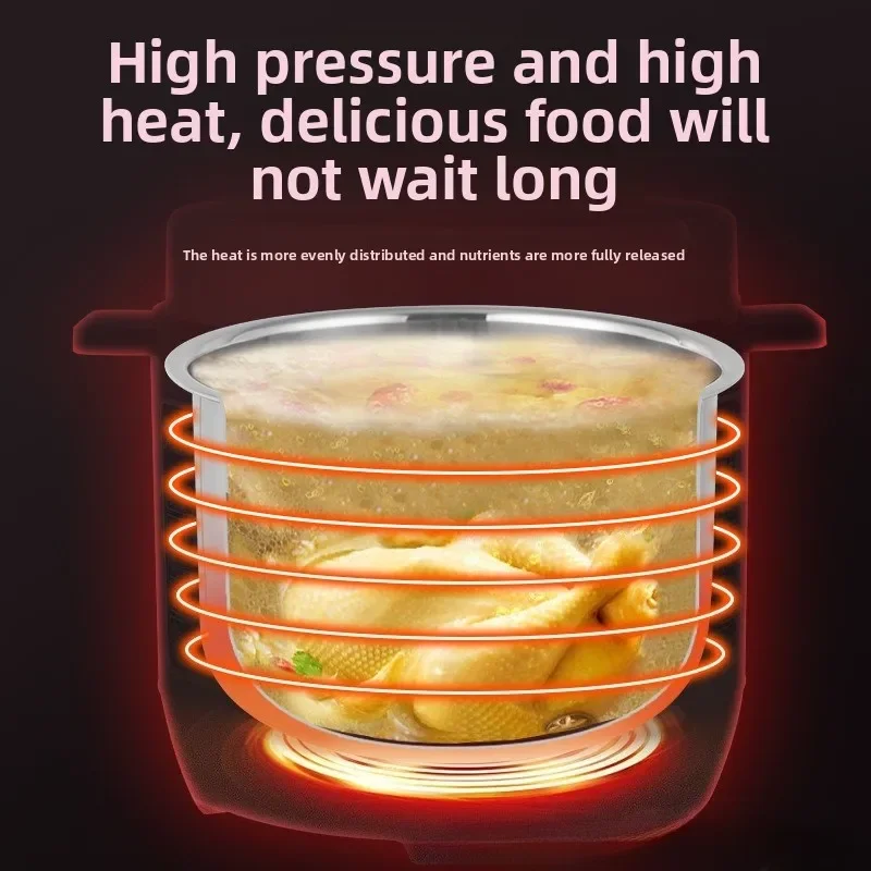 Programmable Electric Pressure Cooker Rice Cooker Dual Inner Pot Multi Use Soup Stew Smart Digital 6L 1200W Stainless Steel