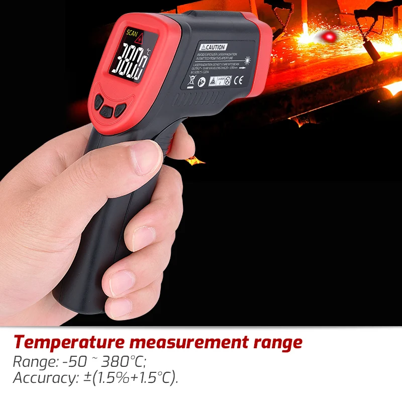 Infrared Thermometer Digital Non Contact Temperature Gun Industry IR Laser Temperature Meter -50~380 Phrometer