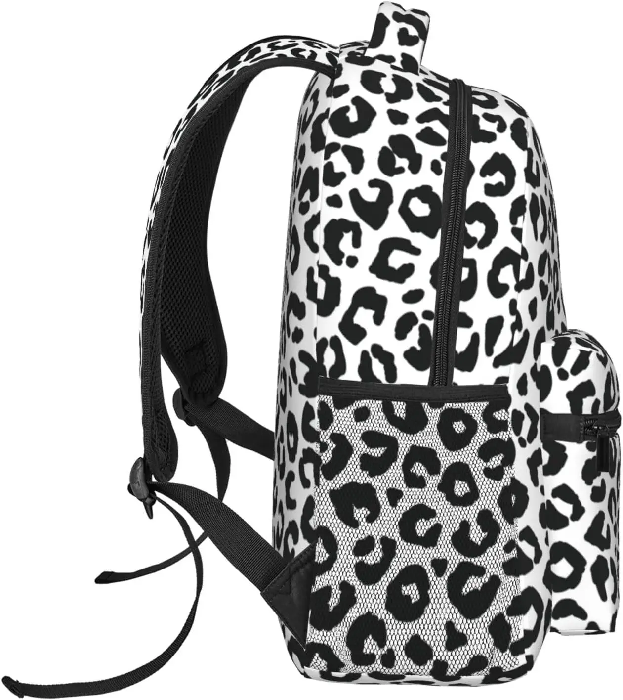 Black and White Leopard Print Lightweight Laptop Backpack for Women Men College Bookbag Casual Daypack Travel Bag