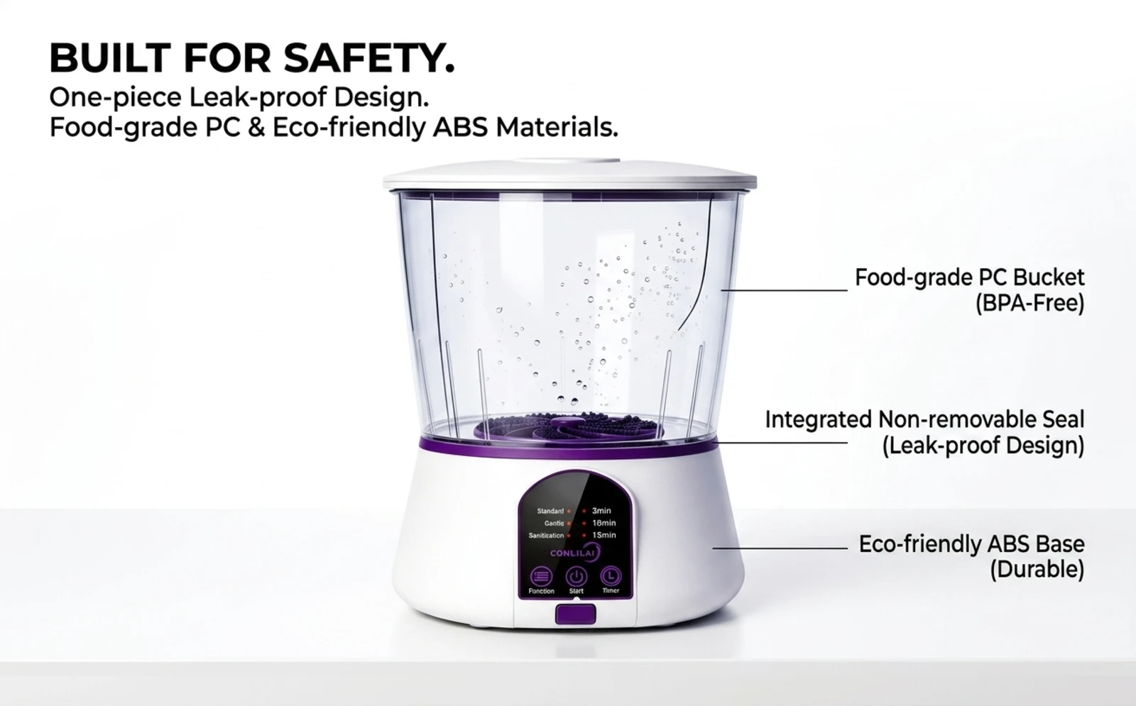 Ultrasonic Fruit Vegetable Cleaner Machine with Titanium Electrolysis Technology, Portable Food Purifier for Fruits, Vegetables, Meat, Seafood Cleaning