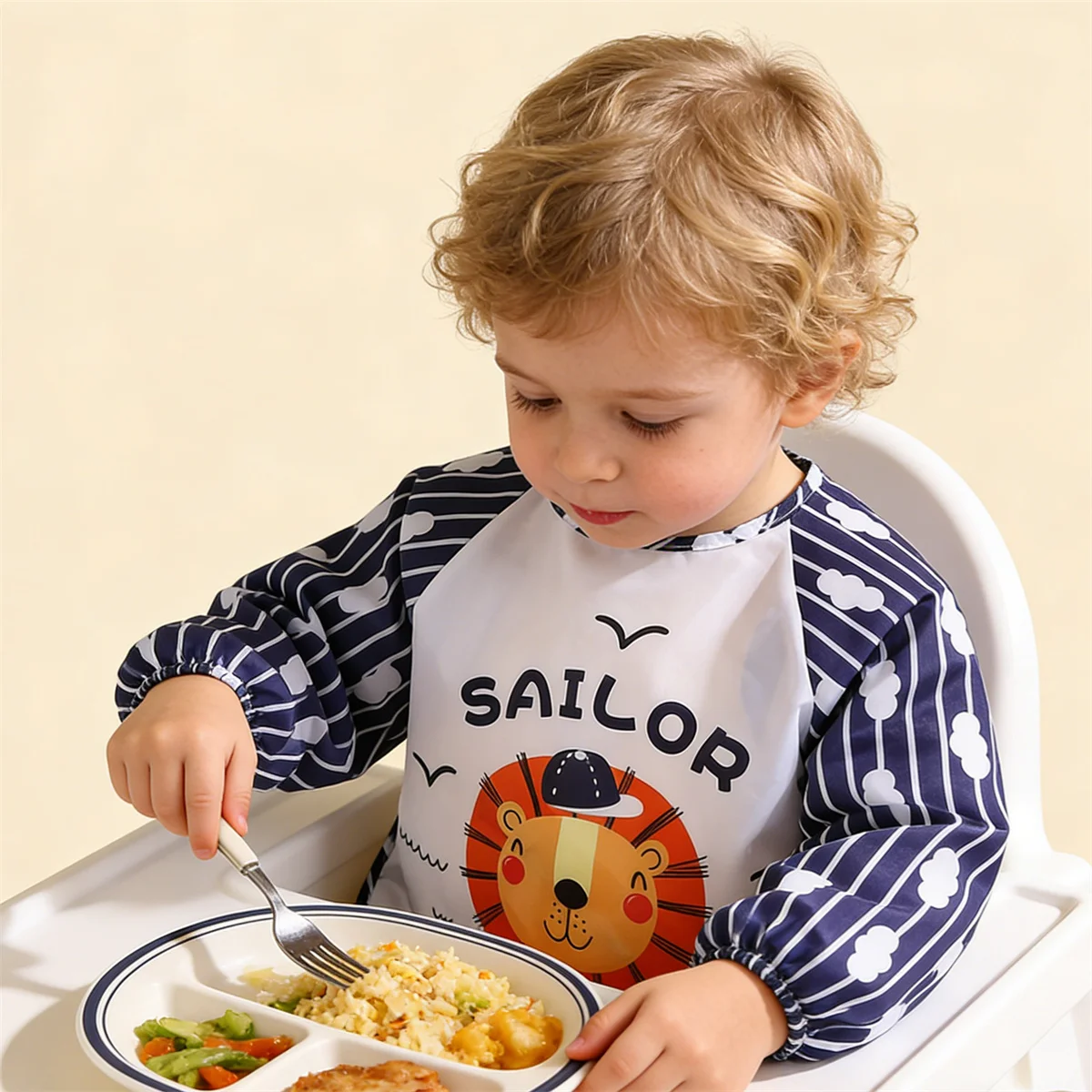2pcs Waterproof Full Sleeve Baby Bibs Children Apron Long Sleeve Feeding Smock Kids Eating Breastplate Infant Scarf Clothing image 5