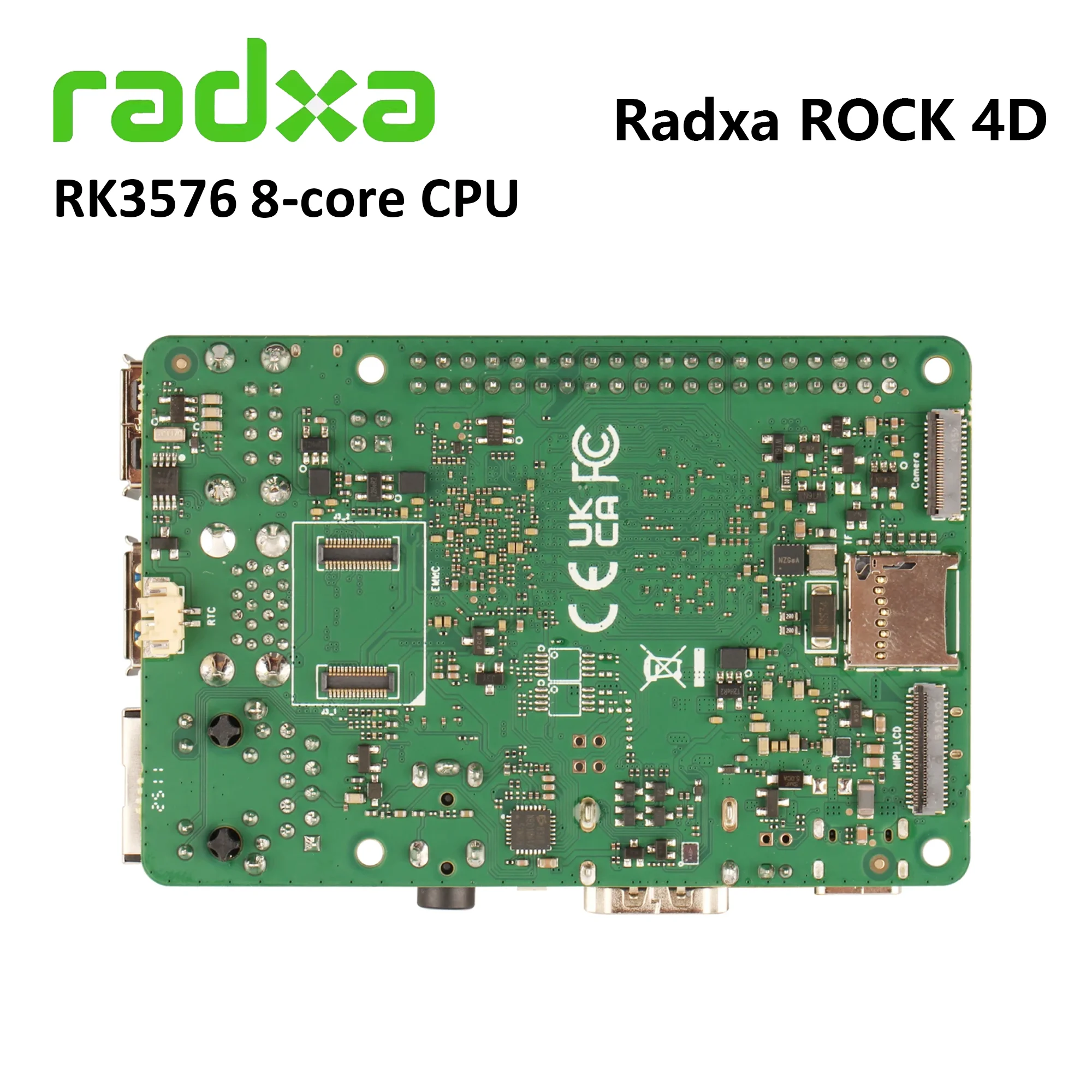 NYRadxa ROCK 4D RK3576, SBC con CPU de 8 Núcleos, Diseñado para IA Industrial y Edge, 6TOPS, Compatible con NPU RKNN, Compatible con LLM