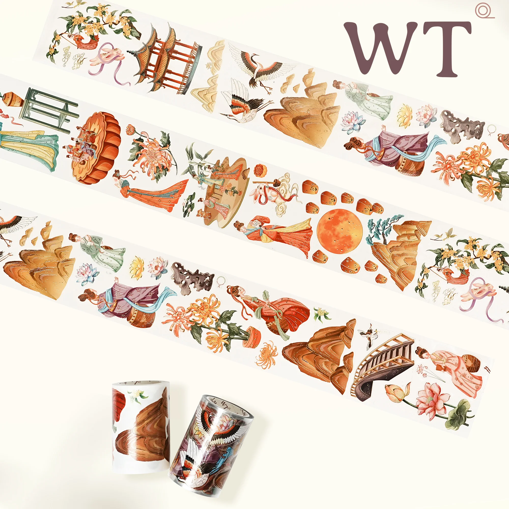 WT Die-cut Bronzing MidAutumn Festival Traditional Chinese Masking Washi Paper PET Tape