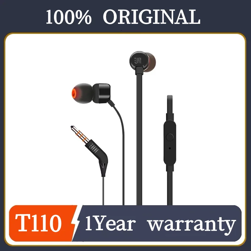 T110 Wired Headphones Music Deep Bass Sports Headphones 3.5 mm Jack Plug-In Control Hands-Free Microphone Tune110 Suitable for Jbl Headphones