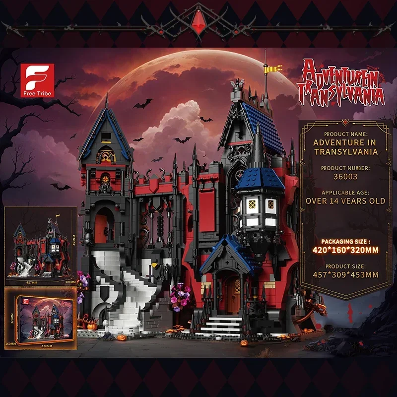 3540PCS Vampire Castle Building Blcoks Gothic Horror Castle Model Bricks Desktop Ornaments Educational DIY Toys Halloween Gifts