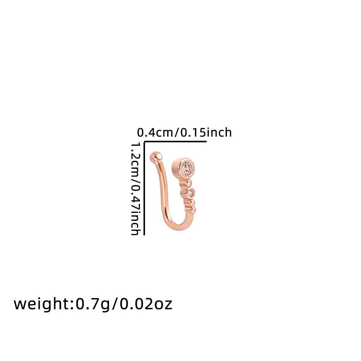 1pc Chic U-Shape Non-Piercing Nose Ring - Simplistic Hip Hop Style Inlaid Cubic Zirconia Fake nose Clip image 5