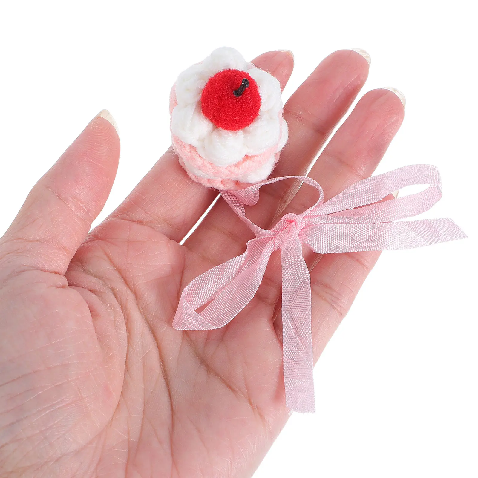 Mini Crochet Hat for 10-17cm Dolls, Knit Cake-Look Cap, Stylish Holiday & Dollhouse Accessory