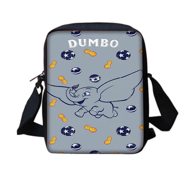 Bolsa Mensageiro de Ombro Impressa Dumbos, Bolsa Casual Infantil, Bolsa de Telefone, Bolsa de Compras, Bonita, Meninos e Meninas