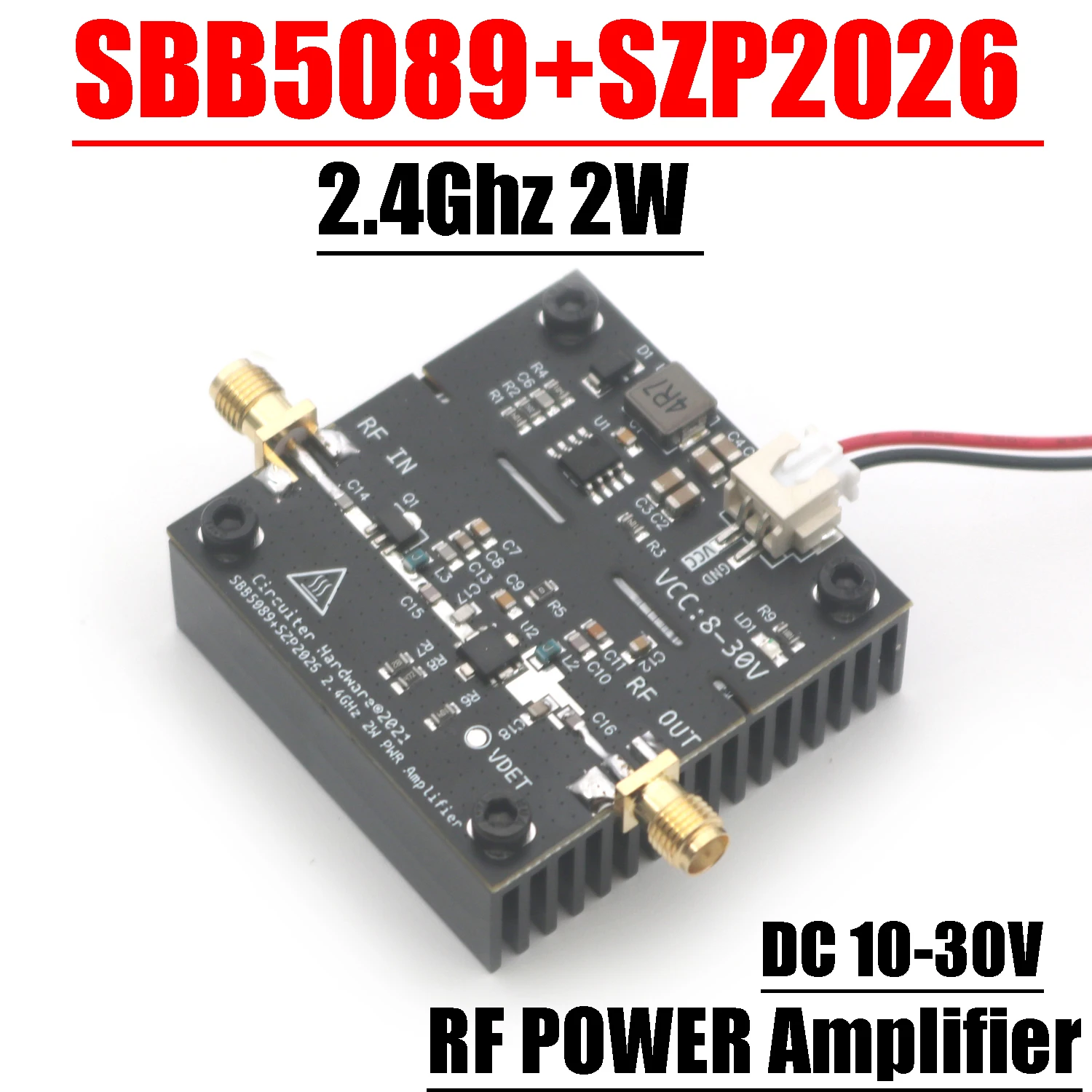 SBB5089+ SZP2026 2.4Ghz 2W RF Wzmacniacz mocy WIFI InGaP Wzmacniacz 23DB wzmocnienie 12V 24V DC dla 2.4G Bluetooth Przesyłanie obrazu AMP
