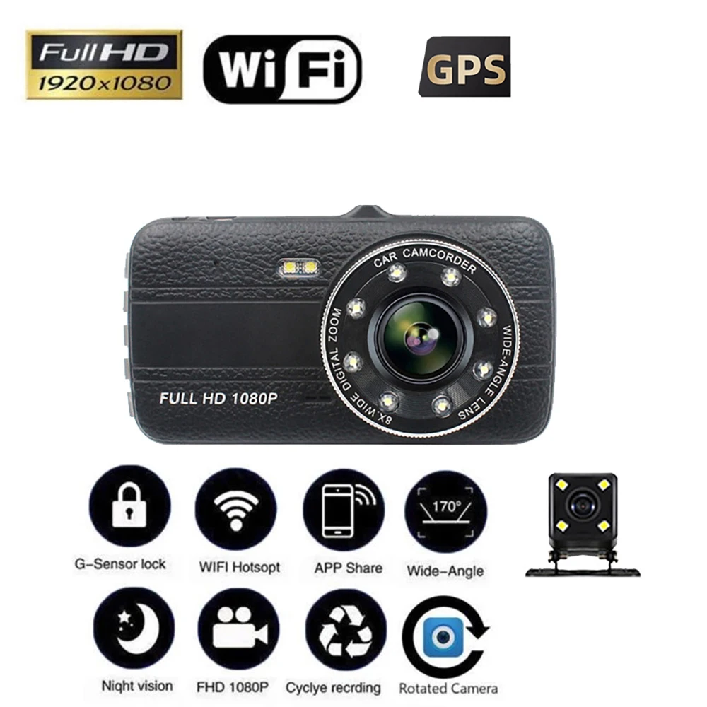 

Car DVR WiFi Full HD 1080P Dash Cam Rear View Car Camera Night Vision Video Recorder Black Box Auto Dashcam GPS Parking Monitor